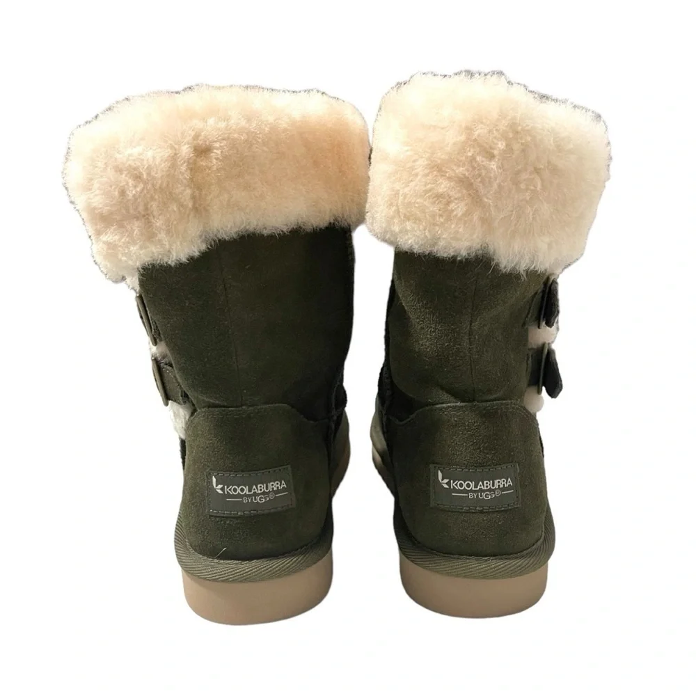 Koolaburra UGG Olive Green Solana Short Leather‎ Sheepskin Boots Size 7